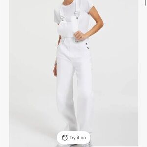 Good American White Women's Denim Overalls relaxed fit